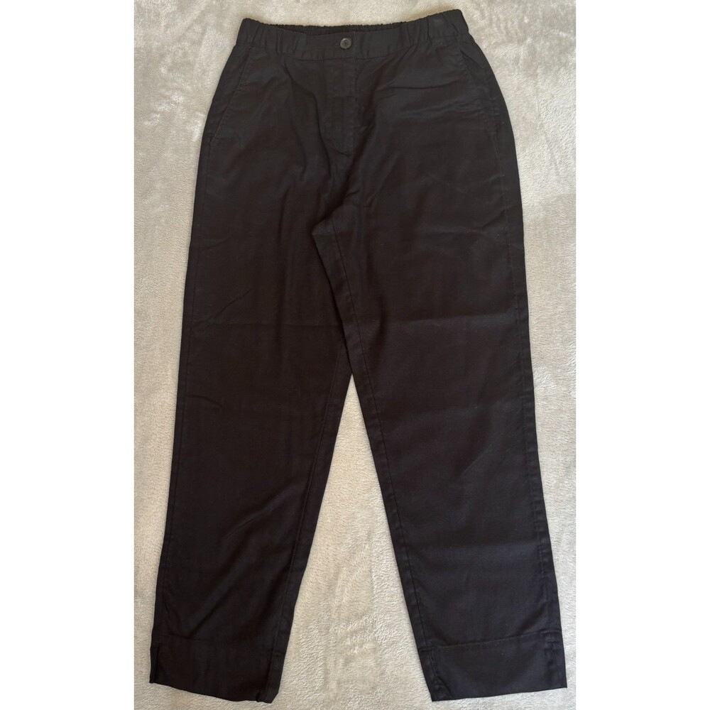 Banana Republic Linen Blend Pants XS Petite Black High Rise Cropped Ankle